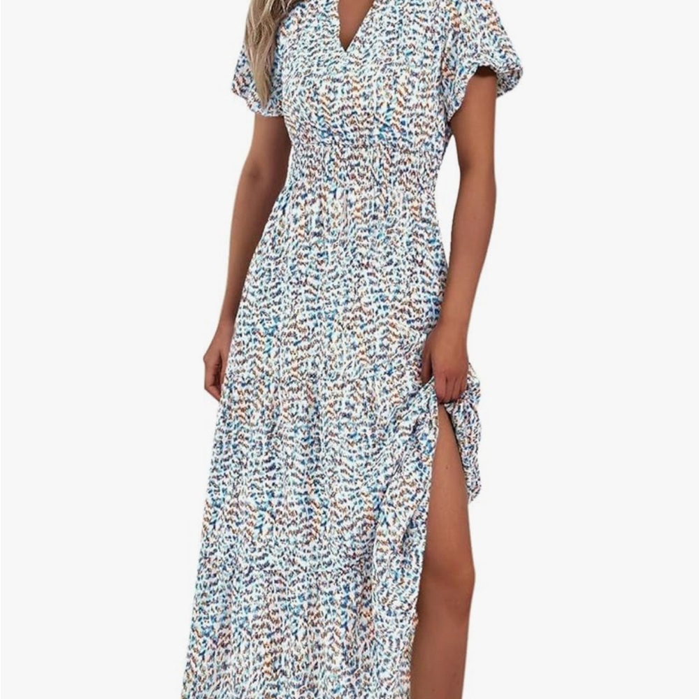 Blue and White Maxi Dress